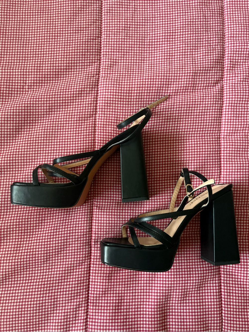Strappy black heels